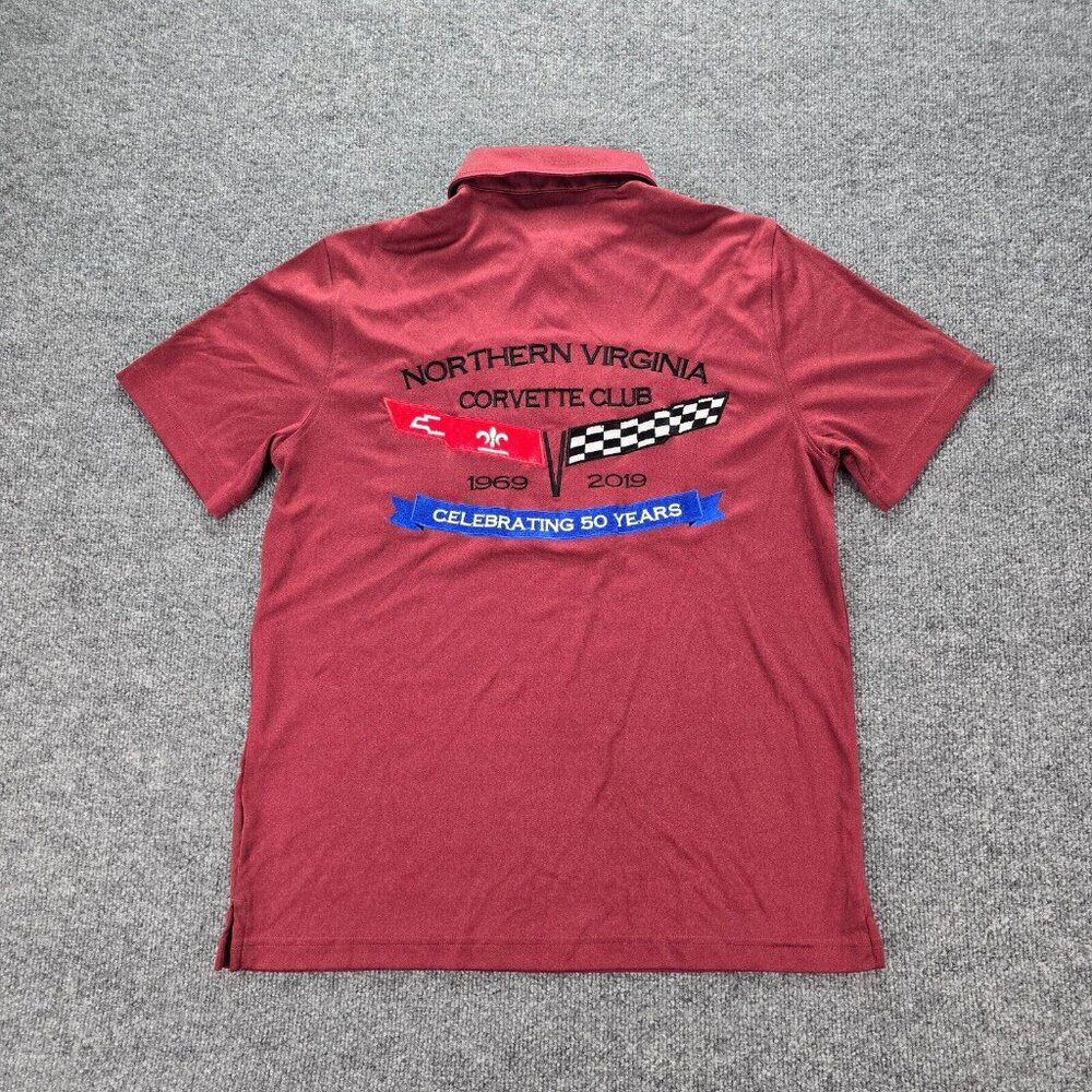 North Virginia Corvette Polo Shirt‎ Mens Medium Red Maroon Embroidered